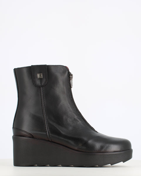 Jose Saenz High Wedge Front Zip Ankle Boot Black