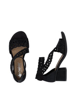 Rieker Strappy Block Heel Sandal Black