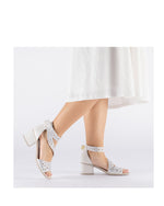Rieker Strappy Block Heel Sandal White