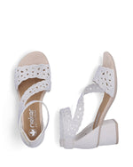 Rieker Strappy Block Heel Sandal White