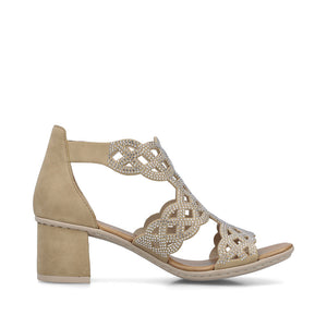 Rieker Laser Cut Sandal Porcelain /Beige