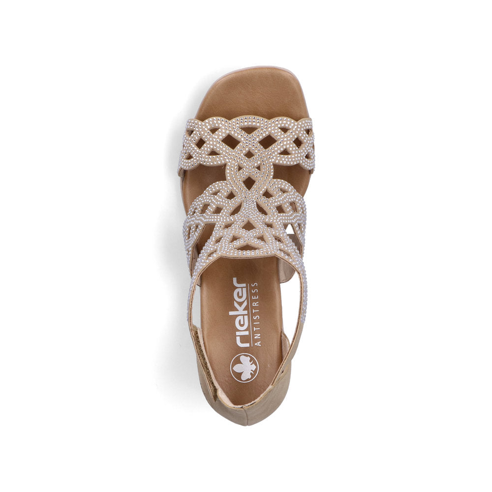 Rieker Laser Cut Sandal Porcelain /Beige