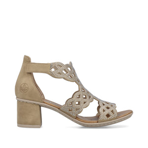 Rieker Laser Cut Sandal Porcelain /Beige