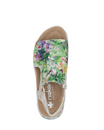 Rieker Floral Low Wedge Sandals Green Multi