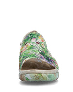 Rieker Floral Low Wedge Sandals Green Multi