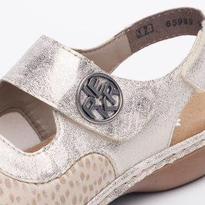 Rieker Comfort Velcro Sandal Beige Gold