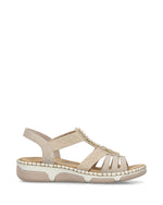 Rieker Low Wedge Elasticated Sandal Ginger