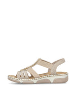 Rieker Low Wedge Elasticated Sandal Ginger