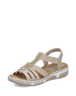 Rieker Low Wedge Elasticated Sandal Ginger