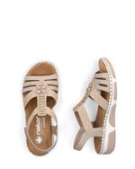 Rieker Low Wedge Elasticated Sandal Ginger