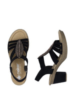 Rieker Platform Strappy Sandal Black
