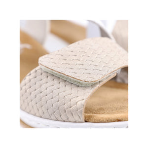 Rieker Wedge Velcro Sandal Shell White