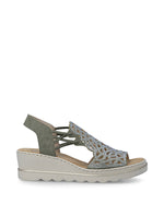 Rieker High Wedge Sandal Moss Green