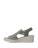 Rieker High Wedge Sandal Moss Green
