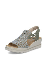 Rieker High Wedge Sandal Moss Green