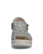 Rieker High Wedge Sandal Moss Green