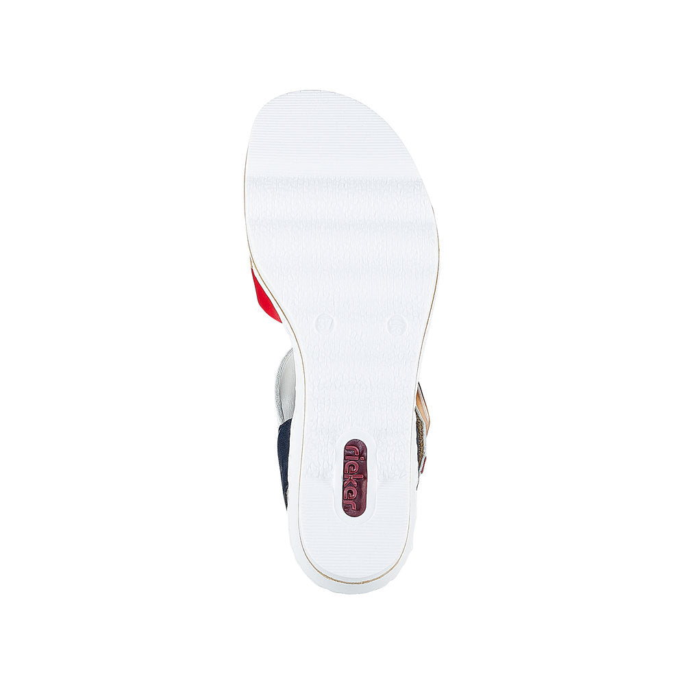 Rieker Wedge Sandal in Red/Navy/White