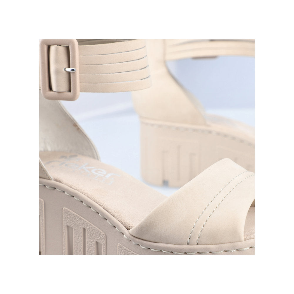 Rieker Wedge with Ankle Strap Pearl Beige