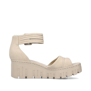 Rieker Wedge with Ankle Strap Pearl Beige