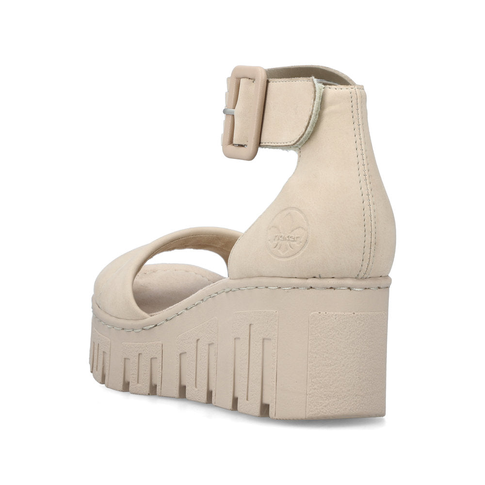 Rieker Wedge with Ankle Strap Pearl Beige