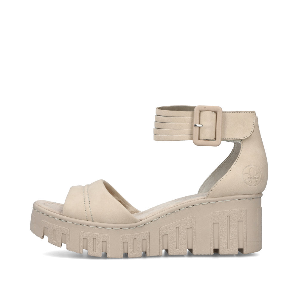 Rieker Wedge with Ankle Strap Pearl Beige