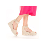 Rieker Wedge with Ankle Strap Pearl Beige