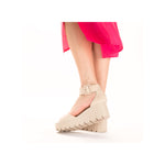 Rieker Wedge with Ankle Strap Pearl Beige