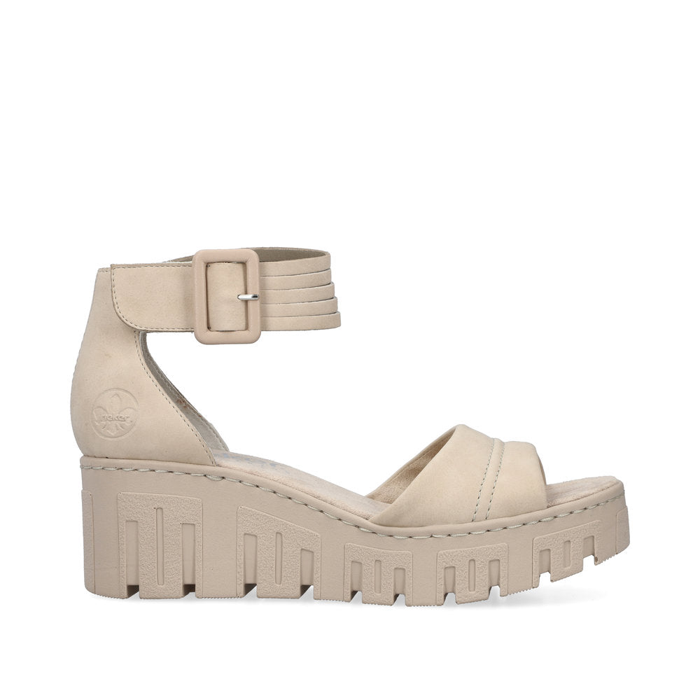 Rieker Wedge with Ankle Strap Pearl Beige