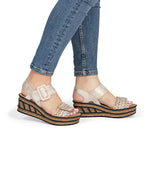 Rieker Wedge Weave Sandal Beige