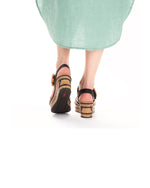 Rieker Wedge Sandal Black Print