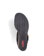 Rieker Wedge Sandal Black Print