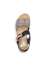 Rieker Wedge Sandal Black Print