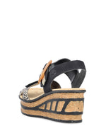 Rieker Wedge Sandal Black Print