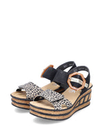 Rieker Wedge Sandal Black Print