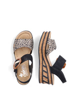 Rieker Wedge Sandal Black Print