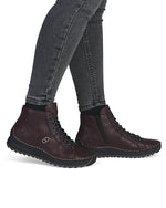 Rieker Laced Zip Ankle Boot Blackberry