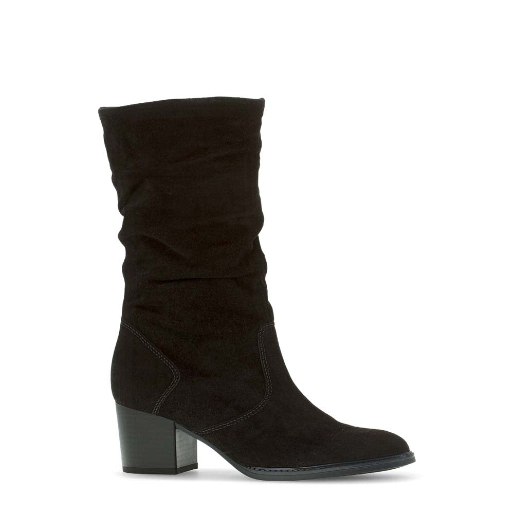 Gabor Slouch Mid Calf Boot Black Suede
