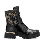 Rieker Chunky Laced Boot Black/Gold