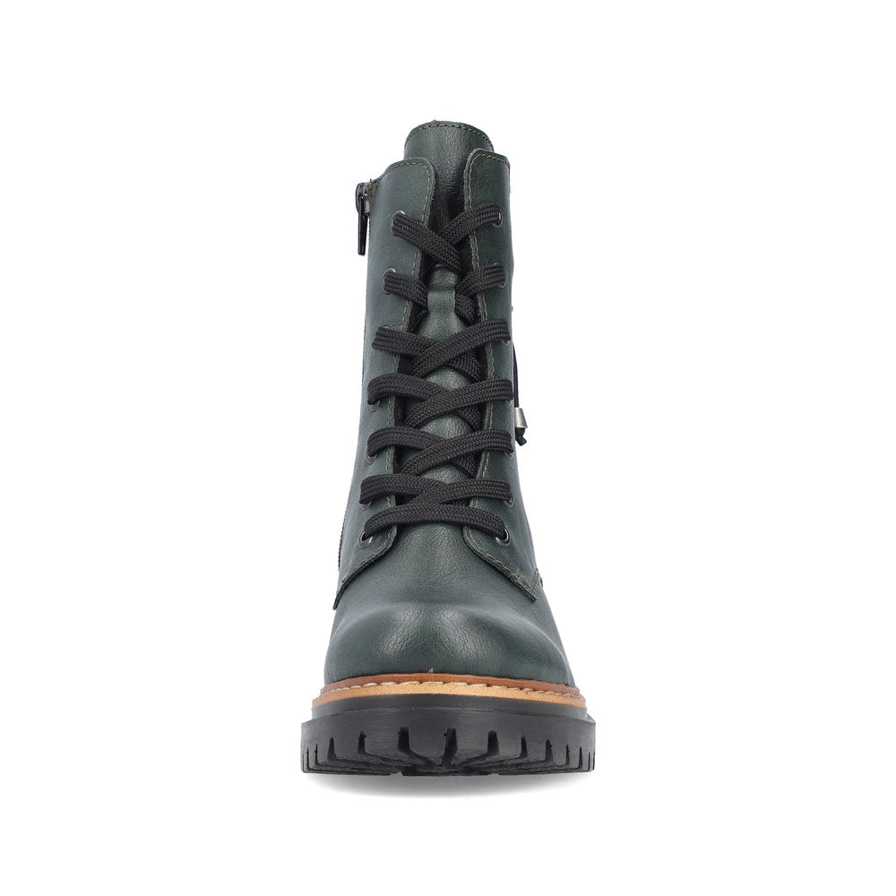 Rieker Laced Ankle Boot Dark Green Weave