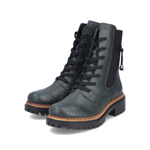 Rieker Laced Ankle Boot Dark Green Weave