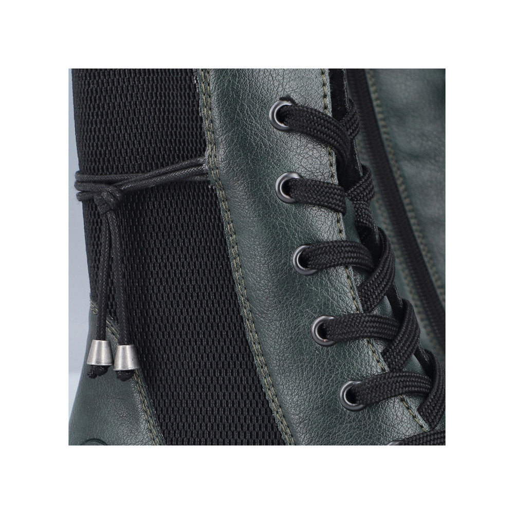 Rieker Laced Ankle Boot Dark Green Weave