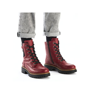 Rieker Laced Ankle Boot Dark Cherry Red