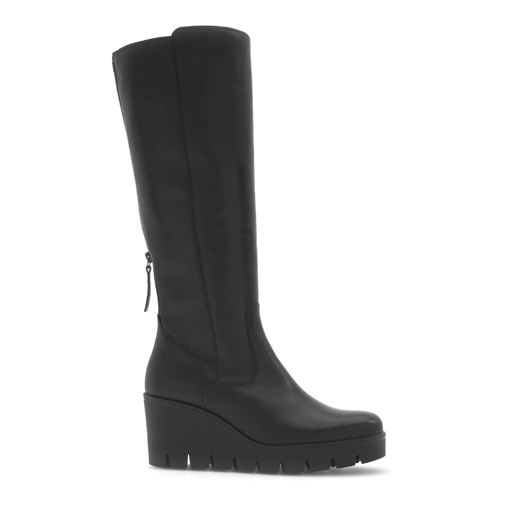 Gabor Knee High Wedge Boot Black