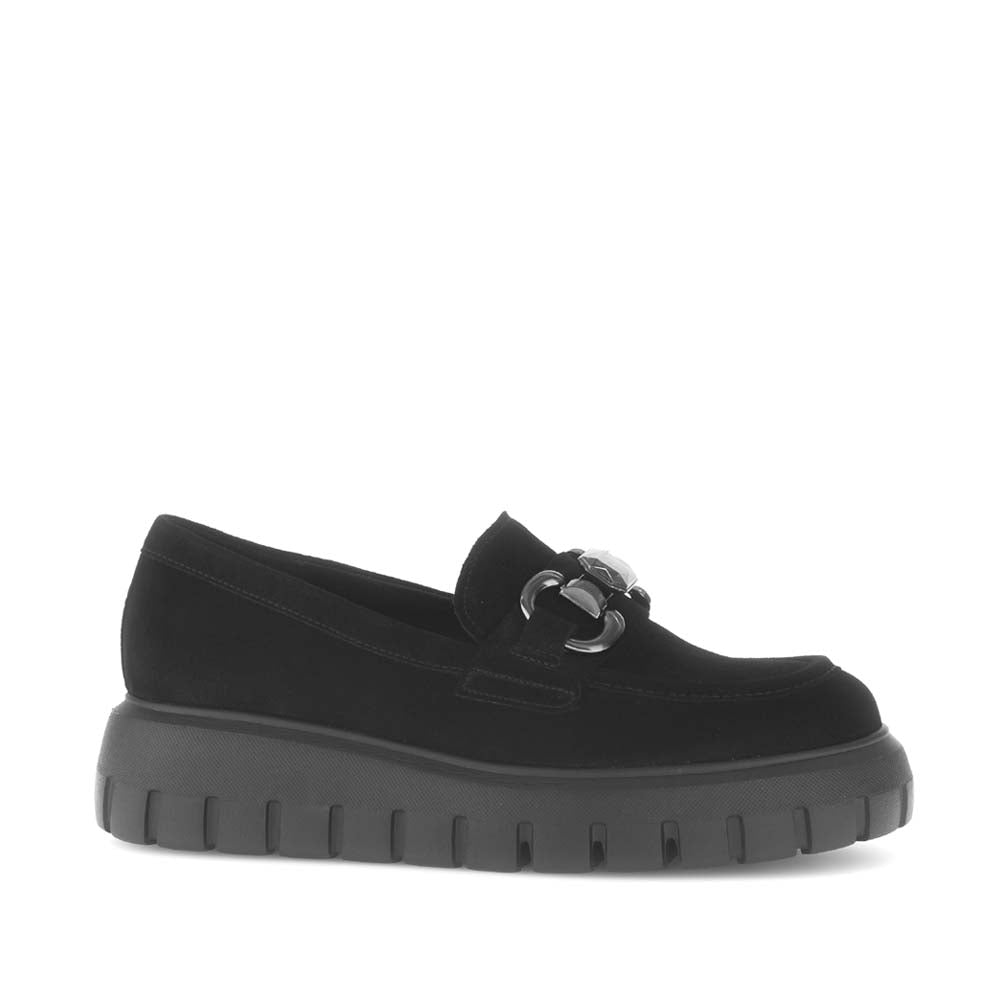 Gabor Wedge Loafer Black Suede