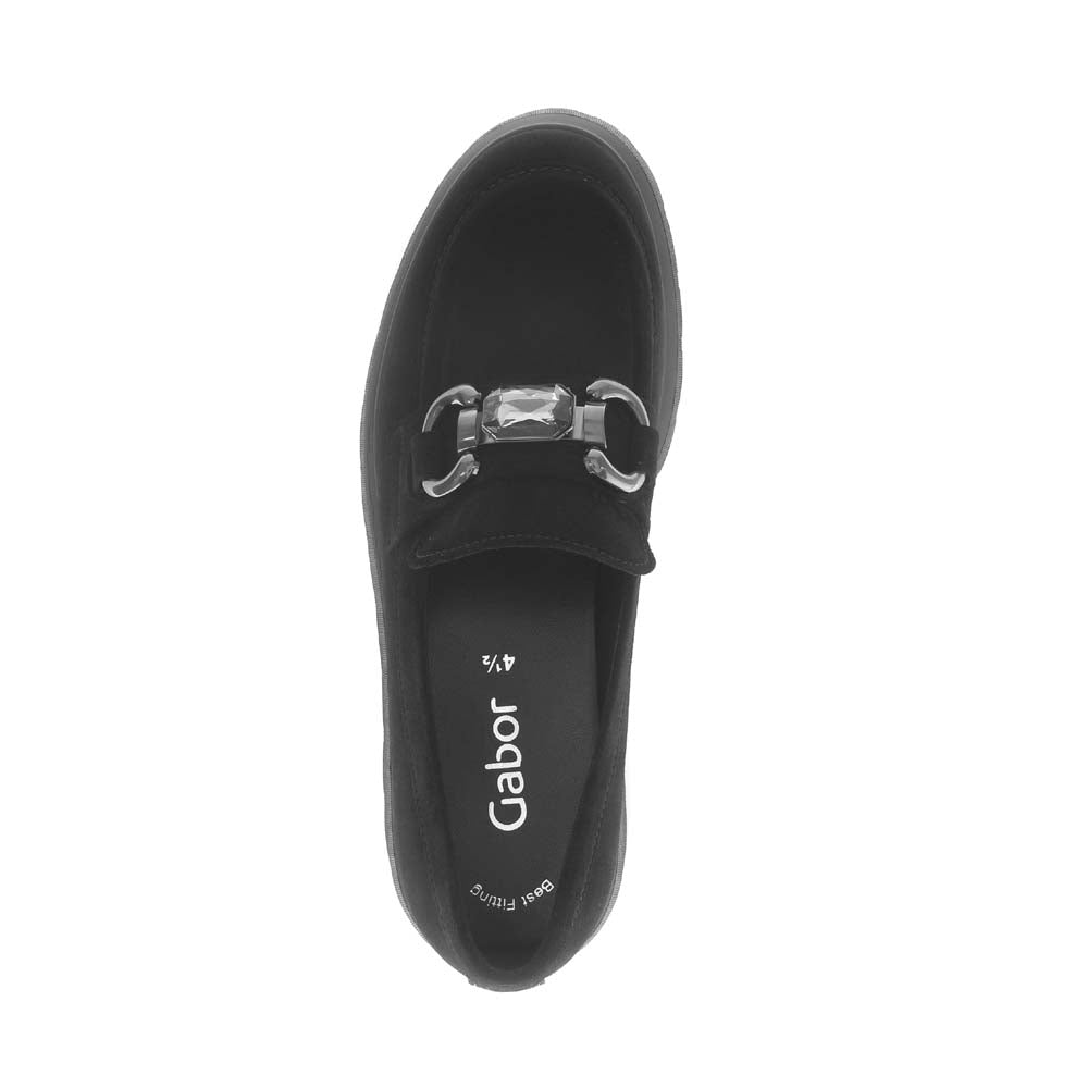 Gabor Wedge Loafer Black Suede