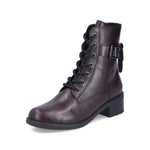 Rieker Laced Buckle Ankle Boot Black Bordeaux