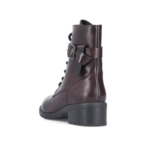 Rieker Laced Buckle Ankle Boot Black Bordeaux