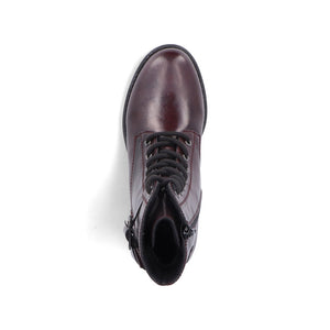 Rieker Laced Buckle Ankle Boot Black Bordeaux