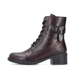 Rieker Laced Buckle Ankle Boot Black Bordeaux
