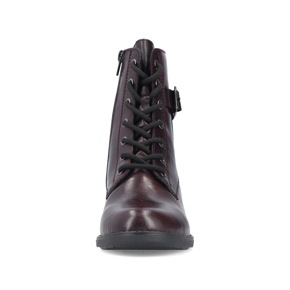 Rieker Laced Buckle Ankle Boot Black Bordeaux